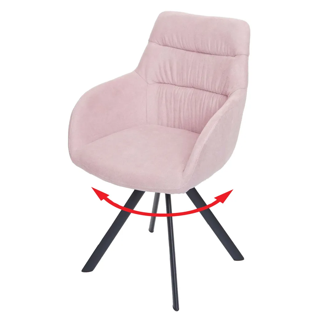 Esszimmerstuhl HWC-J69, Küchenstuhl Stuhl mit Armlehne, drehbar Auto-Position, Samt  rosa